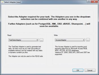 choose TestData and Access Adapter