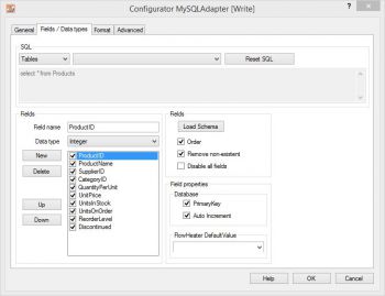 MySQL Adapter, fields and data types